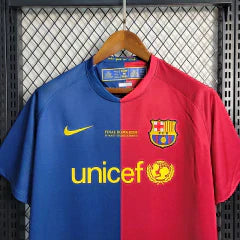 Camisa Retrô Barcelona I Home NK 2008/09 UEFA Champions League Azul e Grená