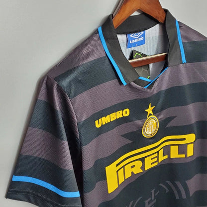 Camisa Retrô Inter de Milão II Away 1997/98 UB Masculina Preto e Cinza