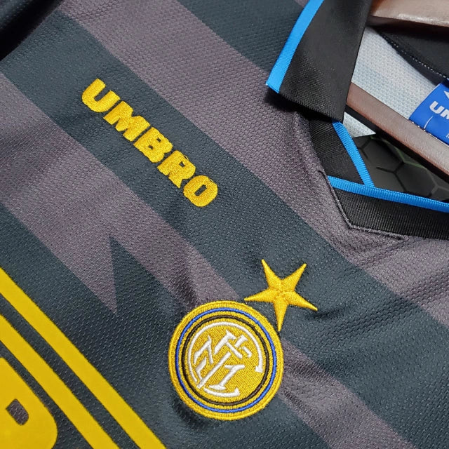 Camisa Retrô Inter de Milão II Away 1997/98 UB Masculina Preto e Cinza