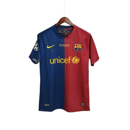 Camisa Retrô Barcelona I Home NK 2008/09 UEFA Champions League Azul e Grená