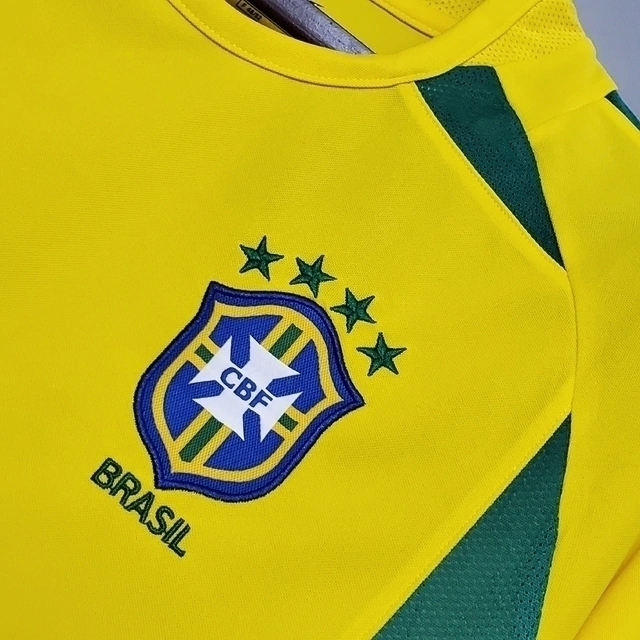 Camisa Retrô Seleção Brasileira I Home NK 2002/03 Masculino Amarelo